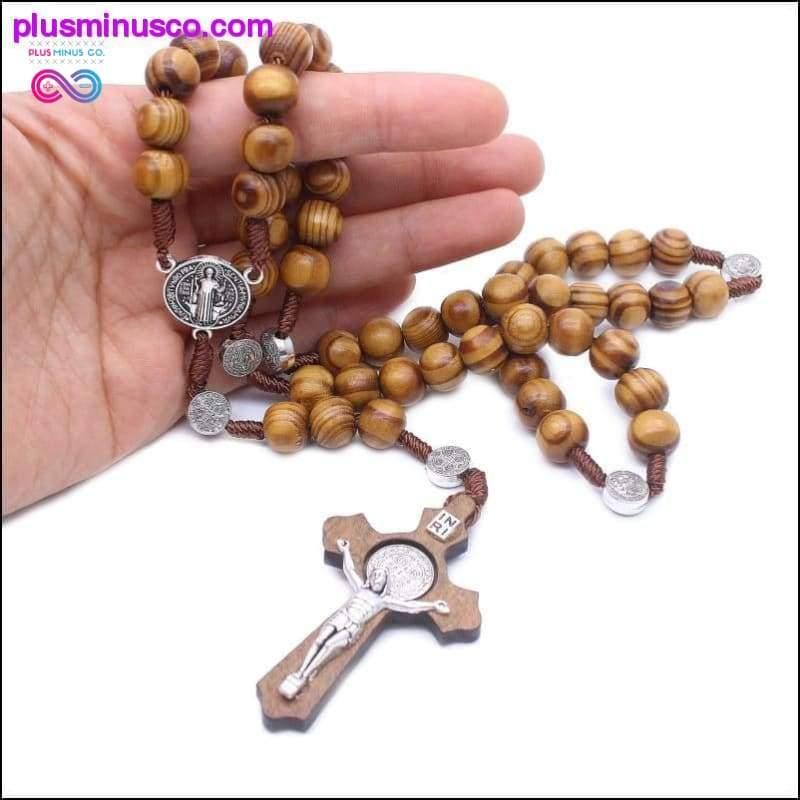 Jesus-Halskettenanhänger für Männer und Frauen aus Holz mit langen Perlen – plusminusco.com