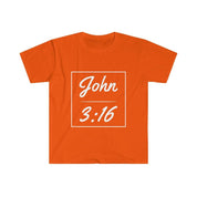 John 3:16 Unisex Softstyle T-Shirt,Faith, Christian t-shirt, personalized Spiritual gift, Custom Church Tee for Friends, Religious tee - plusminusco.com