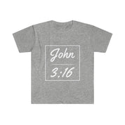 John 3:16 Unisex Softstyle T-Shirt,Faith, Christian t-shirt, personalized Spiritual gift, Custom Church Tee for Friends, Religious tee - plusminusco.com