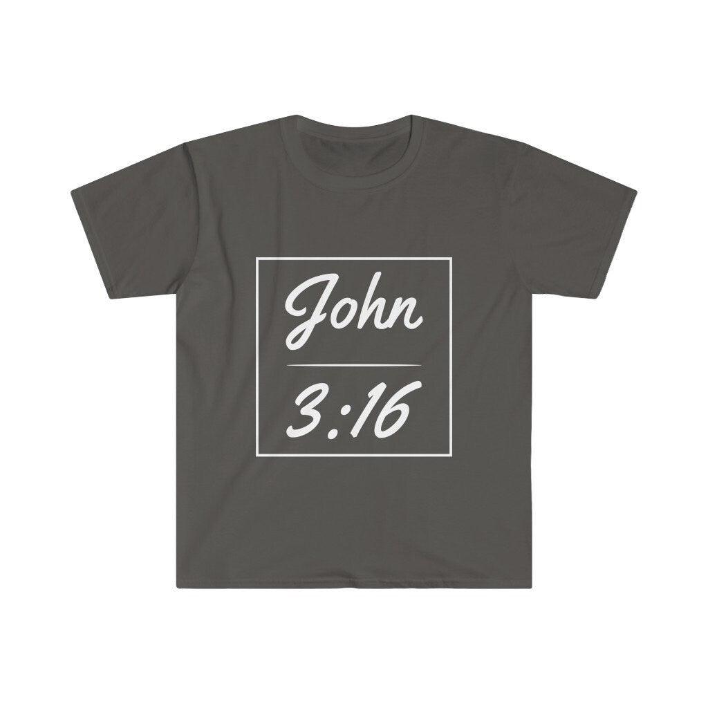 John 3:16 Unisex Softstyle T-Shirt,Faith, Christian t-shirt, personalized Spiritual gift, Custom Church Tee for Friends, Religious tee - plusminusco.com