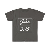 John 3:16 Unisex Softstyle T-Shirt,Faith, Christian t-shirt, personalized Spiritual gift, Custom Church Tee for Friends, Religious tee - plusminusco.com