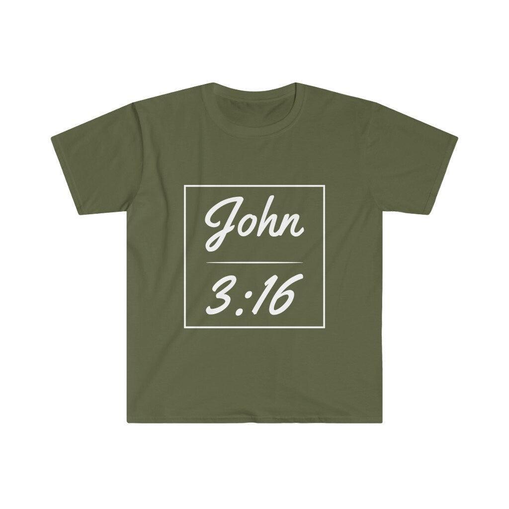John 3:16 Unisex Softstyle T-Shirt,Faith, Christian t-shirt, personalized Spiritual gift, Custom Church Tee for Friends, Religious tee - plusminusco.com