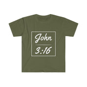 John 3:16 Unisex Softstyle T-Shirt,Faith, Christian t-shirt, personalized Spiritual gift, Custom Church Tee for Friends, Religious tee - plusminusco.com