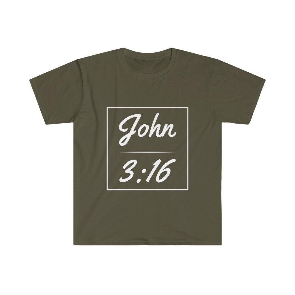 John 3:16 Unisex Softstyle T-Shirt,Faith, Christian t-shirt, personalized Spiritual gift, Custom Church Tee for Friends, Religious tee - plusminusco.com