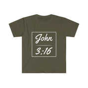John 3:16 Unisex Softstyle T-Shirt,Faith, Christian t-shirt, personalized Spiritual gift, Custom Church Tee for Friends, Religious tee - plusminusco.com