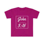 John 3:16 Unisex Softstyle T-Shirt,Faith, Christian t-shirt, personalized Spiritual gift, Custom Church Tee for Friends, Religious tee - plusminusco.com