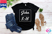 John 3:16 T-shirt unisex Softstyle, wiara, koszulka chrześcijańska, spersonalizowany prezent duchowy, niestandardowa koszulka kościelna dla przyjaciół, koszulka religijna - plusminusco.com