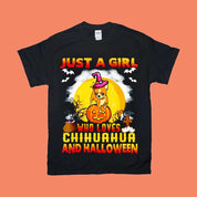 Apenas uma garota que ama chihuahua e camisetas de Halloween, presente para amante de chihuahua, presente de Halloween para amante de chihuahua - plusminusco.com