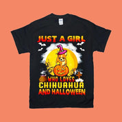 Just A Girl Who Loves Chihuahua And Halloween T-Shirts, Chihuahua Lover Gift, Chihuahua Lover Halloween  Gift - plusminusco.com