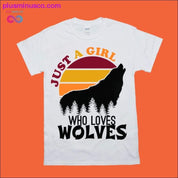 Juste une fille qui aime les loups | T-shirts rétro coucher de soleil - plusminusco.com