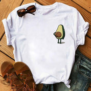 Kawaii Cartoon Avocado Short Sleeve T-shirt  Female Tee Summer Women T-shirts Tops - plusminusco.com