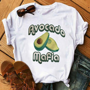 Kawaii Cartoon Avocado Short Sleeve T-shirt  Female Tee Summer Women T-shirts Tops - plusminusco.com