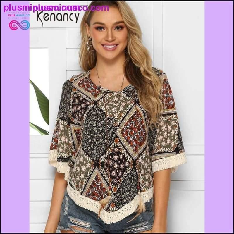 Женска блуза Kenancy Crochet Sleeve Batwing Summer Beach - plusminusco.com