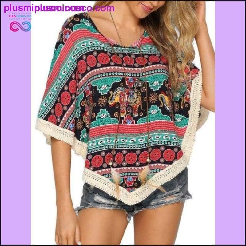 Женска блуза Kenancy Crochet Sleeve Batwing Summer Beach - plusminusco.com