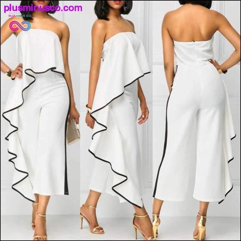 Kenancy Women Jumpsuits Casual Female Strapless Lotus Leaf - plusminusco.com