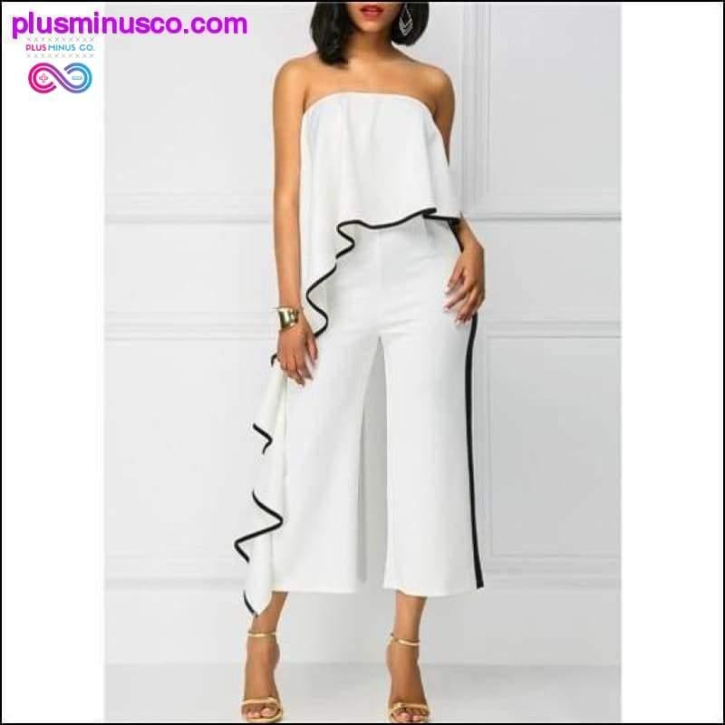 Kenancy Women Jumpsuits Casual Female Strapless Lotus Leaf - plusminusco.com
