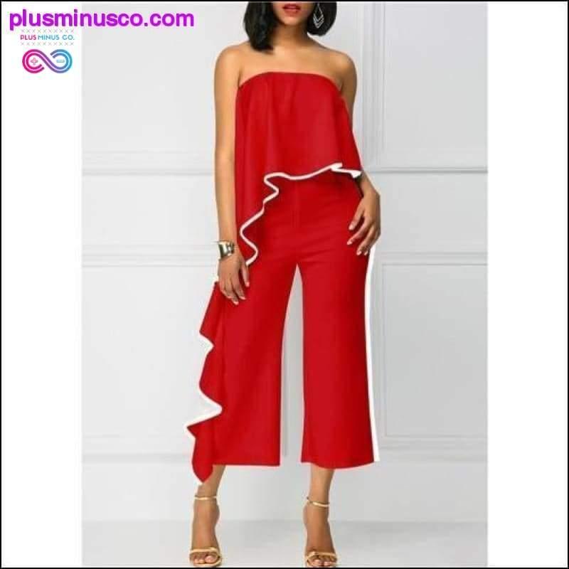 Kenancy Women Jumpsuits Casual Female Strapless Lotus Leaf - plusminusco.com