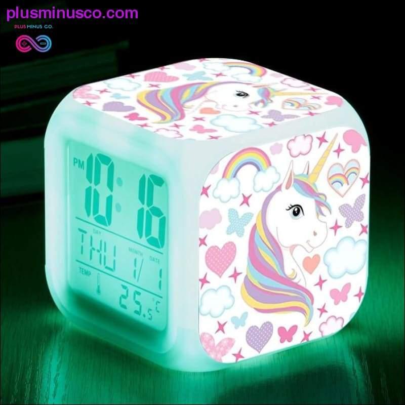 Kids Cute Cartoon Unicorn Alarm Clock 7 Colors Changing - plusminusco.com