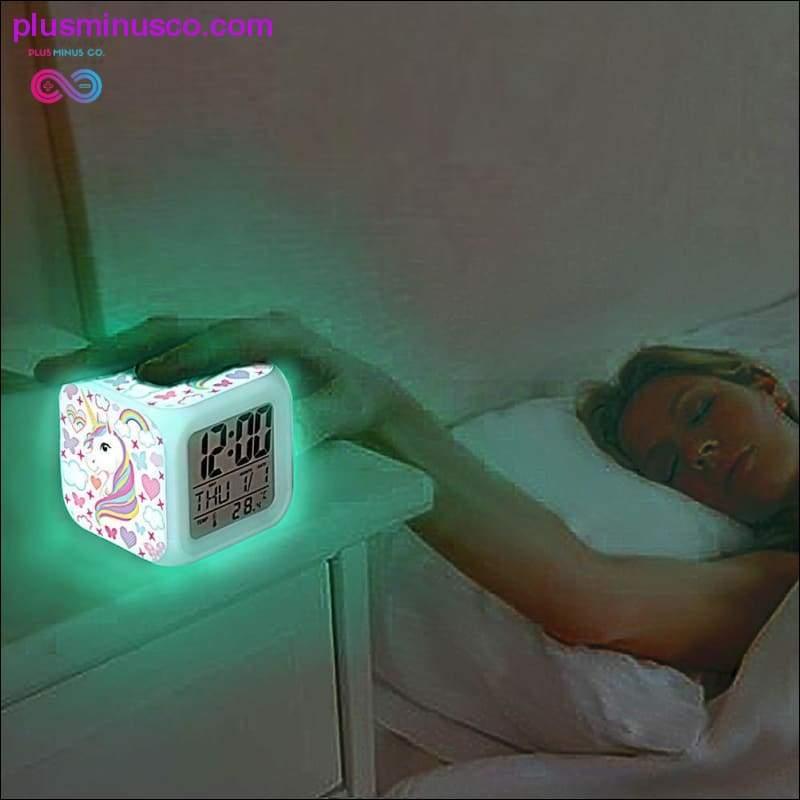 Kids Cute Cartoon Unicorn Alarm Clock 7 Colors Changing - plusminusco.com