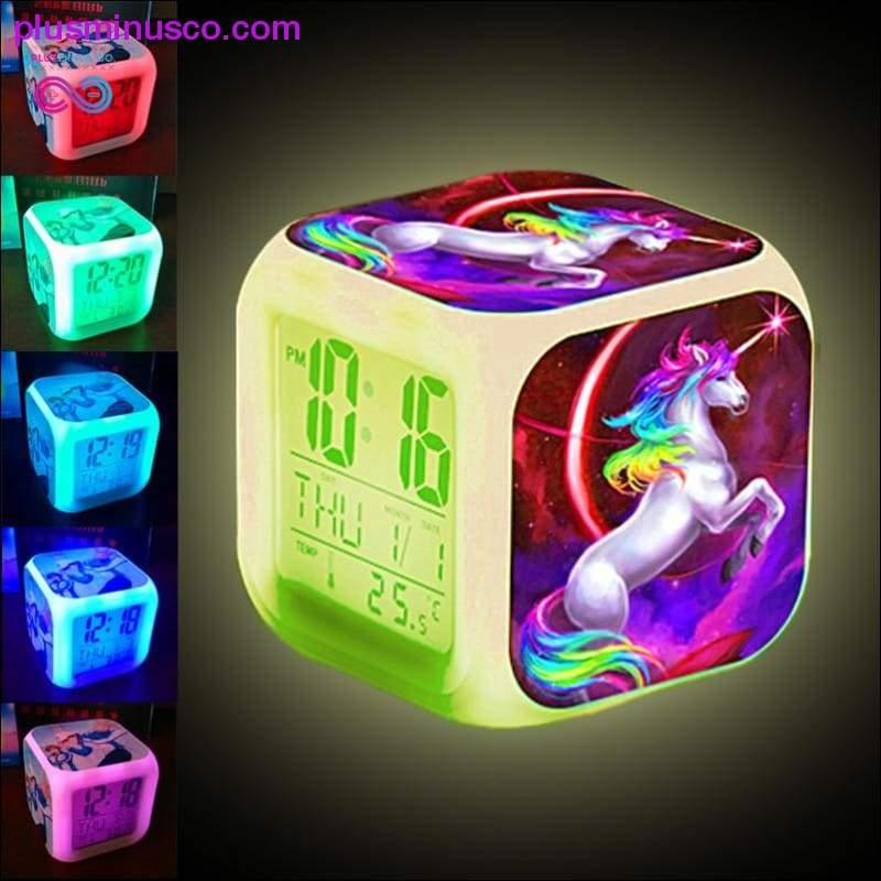 Kids Cute Cartoon Unicorn Alarm Clock 7 Colors Changing - plusminusco.com