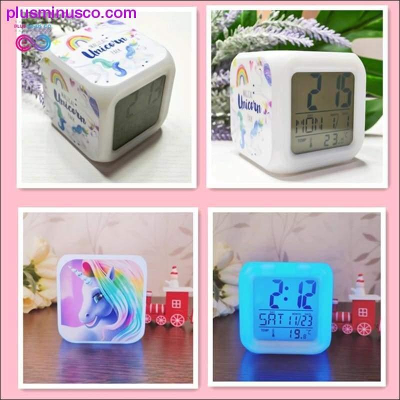 Kids Cute Cartoon Unicorn Alarm Clock 7 Colors Changing - plusminusco.com