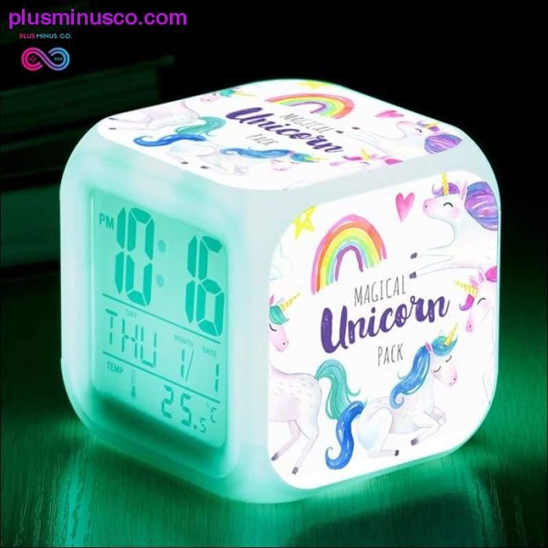 Kids Cute Cartoon Unicorn Alarm Clock 7 Colors Changing - plusminusco.com
