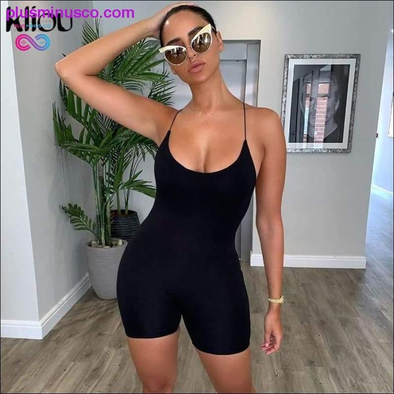 kliou black Skinny Spaghetti Strap sleeveless Street woman - plusminusco.com