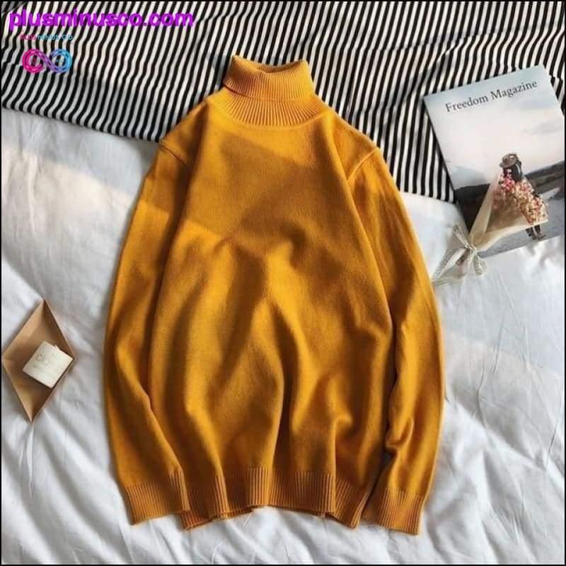 Korean-style Turtleneck Pullover Sweater para sa Mga Lalaki sa - plusminusco.com