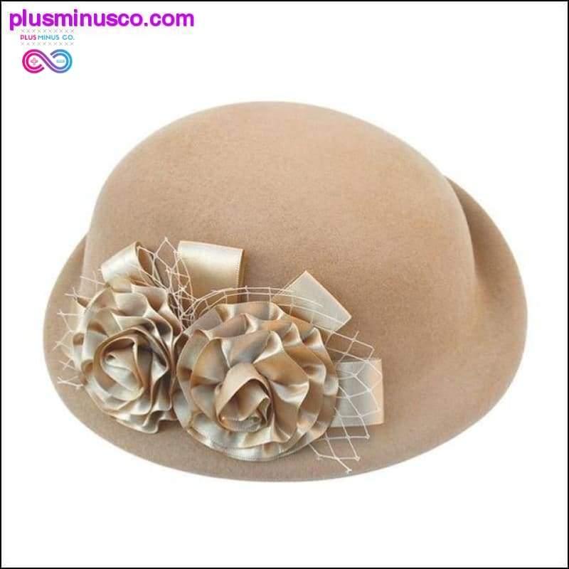 Женски вунени шешир Федора - Вунена капа за девојчице са куполом са цвећем и - плусминусцо.цом