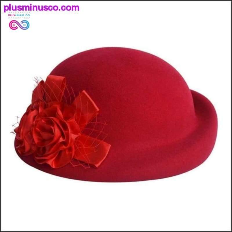 Dámská vlněná čepice Fedora – Dívčí s květinovou kupolovou vlněnou čepicí & – plusminusco.com