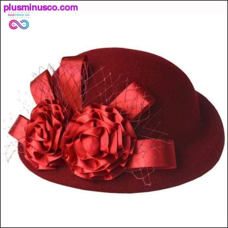 Cappello Fedora in lana da donna - Ragazze con berretto in lana a cupola con fiori e - plusminusco.com