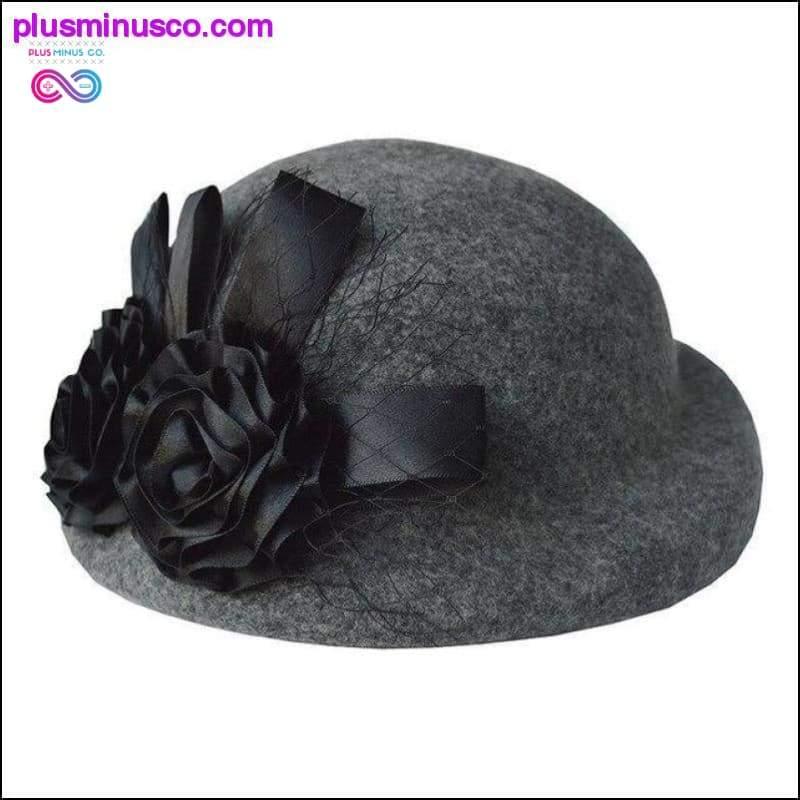 Женски вунени шешир Федора - Вунена капа за девојчице са куполом са цвећем и - плусминусцо.цом