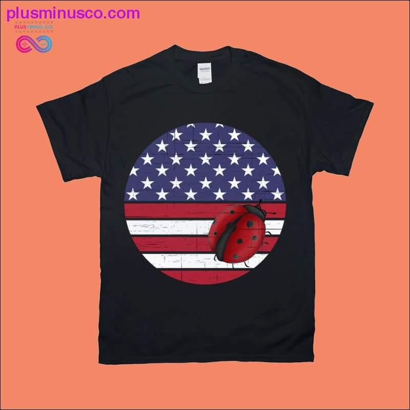 Katicabogár kerek | Amerikai zászló Distressed Dark T-Shirts - plusminusco.com