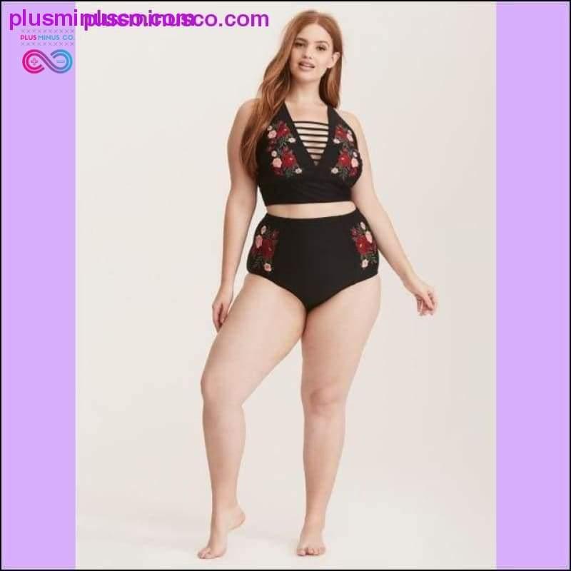 ملابس سباحة نسائية كبيرة الحجم ذات رقبة رسن ريترو - plusminusco.com