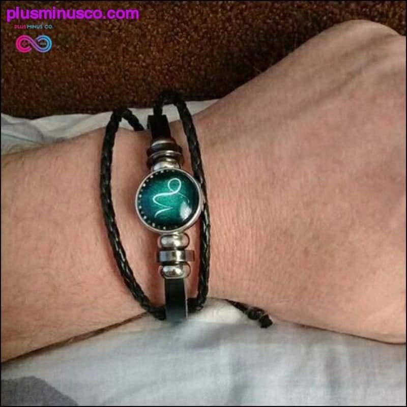 Leather Blue Charm Zodiac Bracelet - plusminusco.com