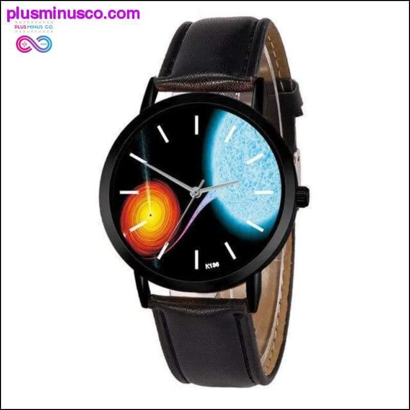 Analógové hodinky solárnej sústavy s koženým remienkom - plusminusco.com