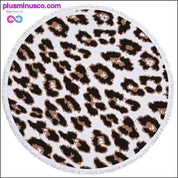 Serviette ronde de plage léopard avec pompons imprimés en 3D Sun Beach - plusminusco.com