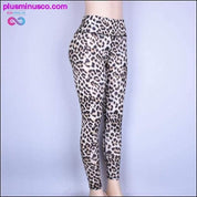 Leggings de ioga femininas com estampa de leopardo cintura alta quadril push up - plusminusco.com