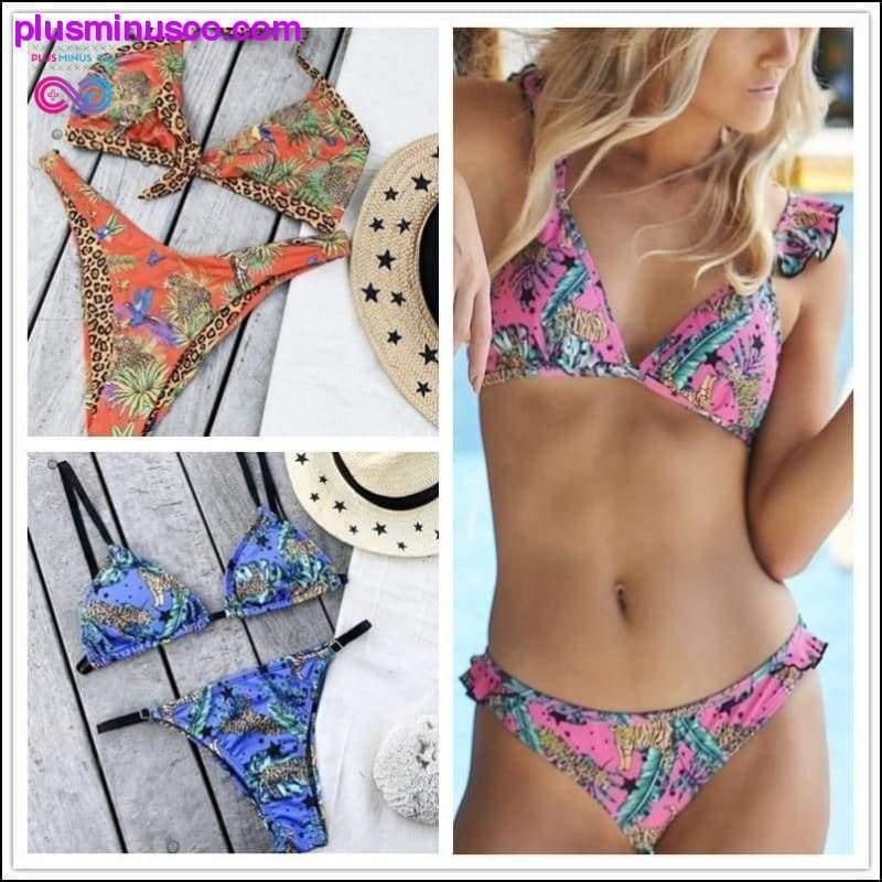 Leopard swimsuit female Sexy string lace up bikini 2020 High - plusminusco.com