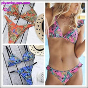 Leopard swimsuit female Sexy string lace up bikini 2020 High - plusminusco.com