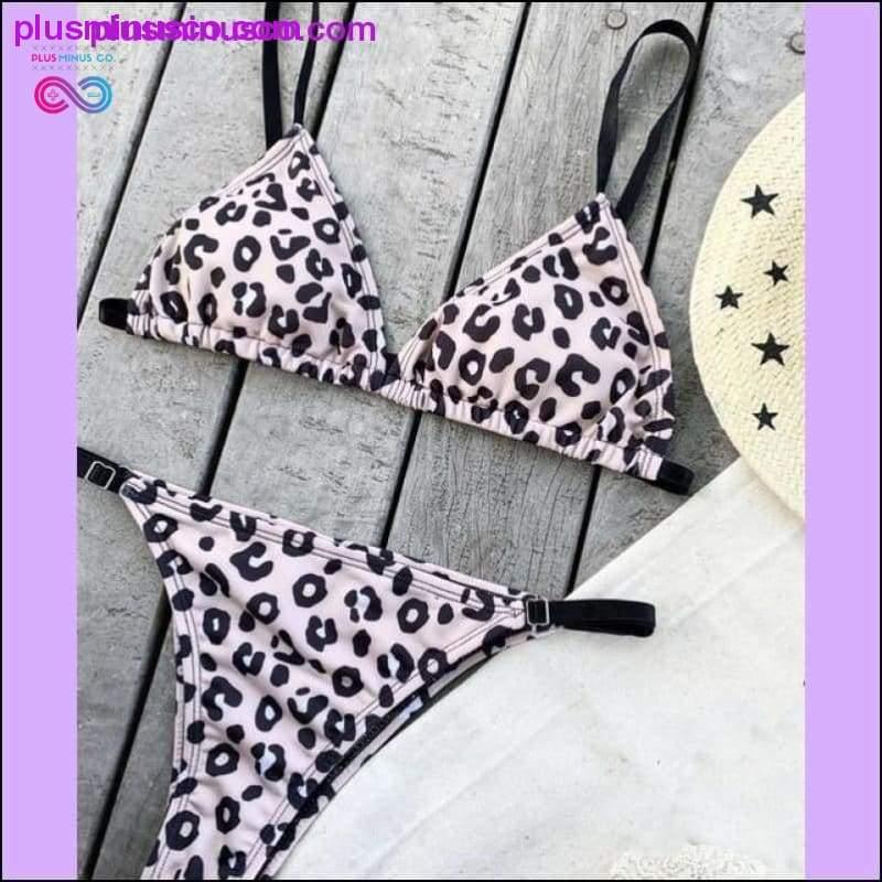 Leopard badedrakt kvinne Sexy bikini med snørebånd 2020 High - plusminusco.com