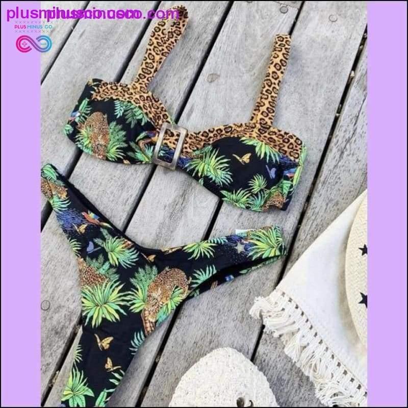 Leopard swimsuit female Sexy string lace up bikini 2020 High - plusminusco.com
