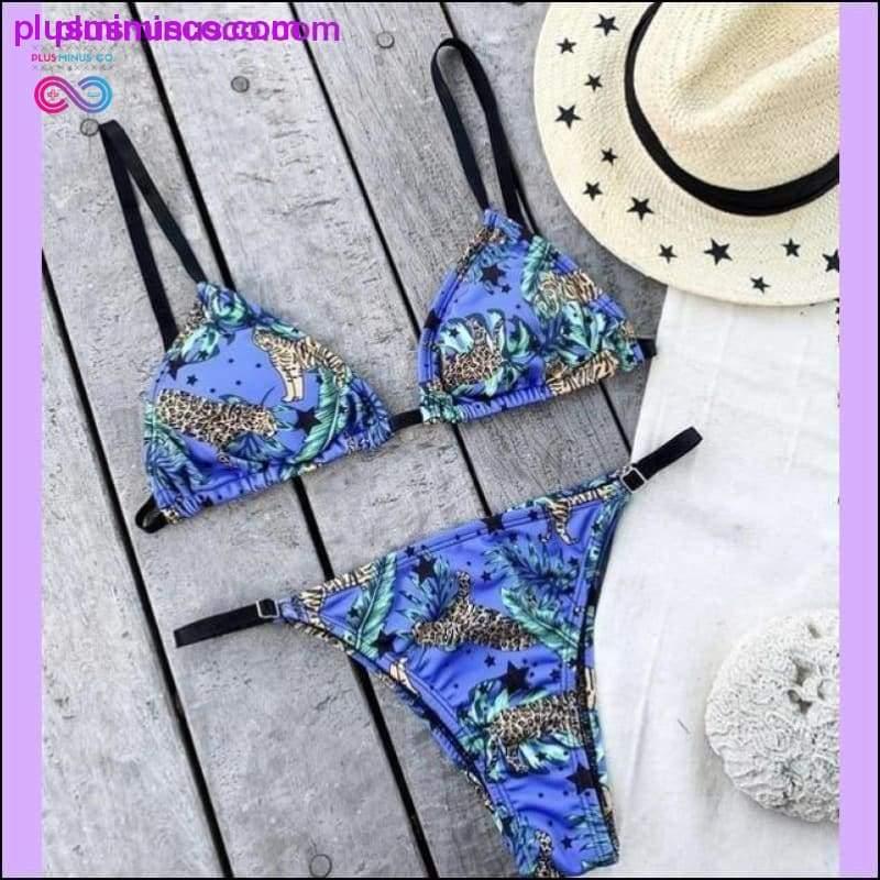 Leopard swimsuit female Sexy string lace up bikini 2020 High - plusminusco.com