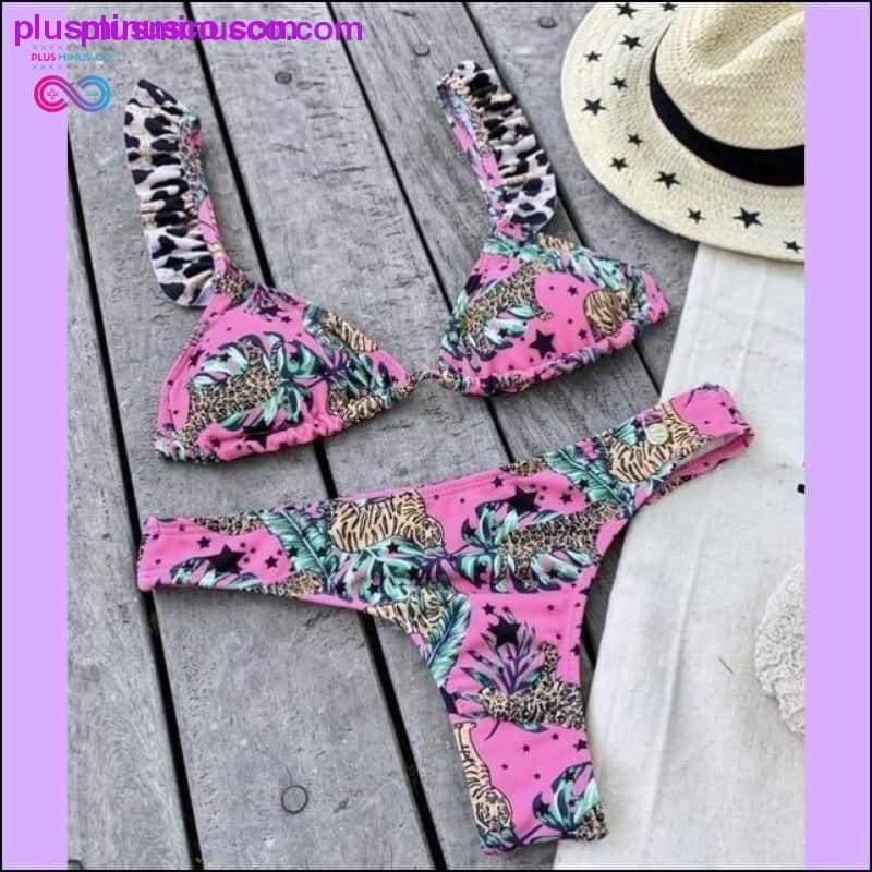 Leoparden-Badeanzug für Damen, sexy String-Schnürbikini 2020 High – plusminusco.com