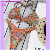 Leopard swimsuit female Sexy string lace up bikini 2020 High - plusminusco.com
