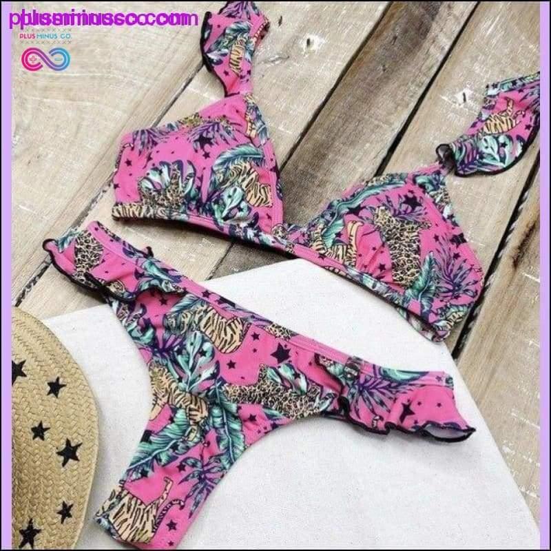 Traje de baño de leopardo para mujer Bikini sexy con cordones y cordón 2020 Alto - plusminusco.com