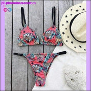 Strój kąpielowy w panterkę damski seksowne sznurowane bikini 2020 wysokie - plusminusco.com