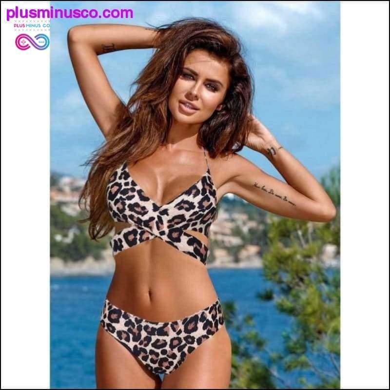 leopard swimsuit snake print bikini sexy cross bandage - plusminusco.com