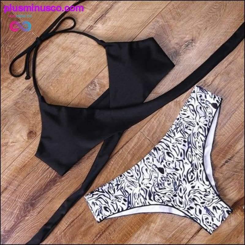leopard swimsuit snake print bikini sexy cross bandage - plusminusco.com