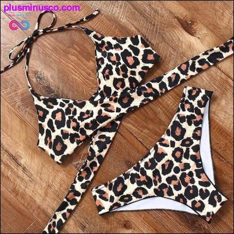 leopard swimsuit snake print bikini sexy cross bandage - plusminusco.com
